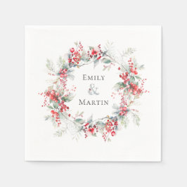 Guardanapo De Papel Casamento Wreath da Berries Vermelha de inverno Po