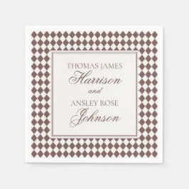 Guardanapo De Papel Casamento Xadrez Harlequim Marrom Mocha