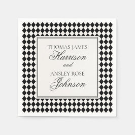 Guardanapo De Papel Casamento Xadrez Harlequim Preto