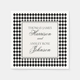 Guardanapo De Papel Casamento Xadrez Harlequim Preto