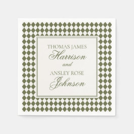 Guardanapo De Papel Casamento Xadrez Harlequim Verde Oliva