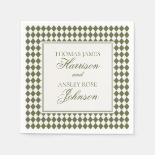 Guardanapo De Papel Casamento Xadrez Harlequim Verde Oliva