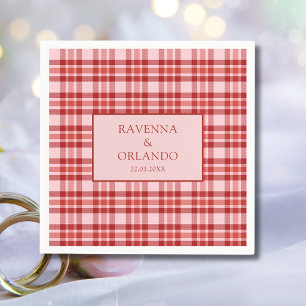 Guardanapo De Papel Casamento Xadrez Rosa Vermelho Vintage