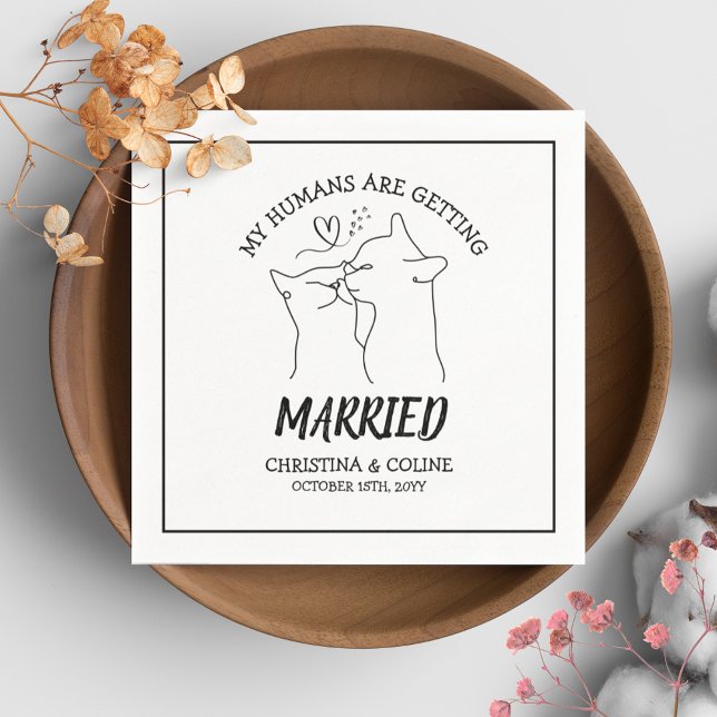 Guardanapo De Papel Casamentos simples e divertidos modernos com gatos (Criador carregado)