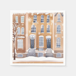 Guardanapo De Papel Casas de Arenito | Aquarela de Rua da Cidade Nevad