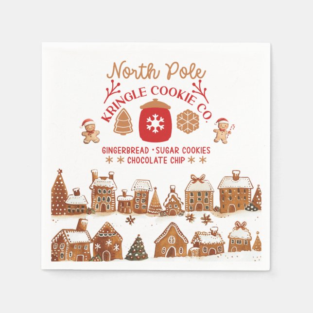 Guardanapo De Papel Casas de Biscoito de Gengibre de Natal Fofos  (Frente)