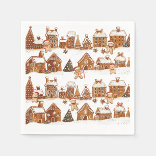 Guardanapo De Papel Casas de Pão de Mel Homem Biscoitos Vila de Natal