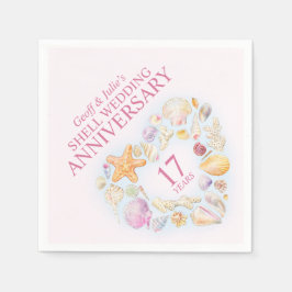 Guardanapo De Papel Cascas de 17 anos de casamento cor d'água coração