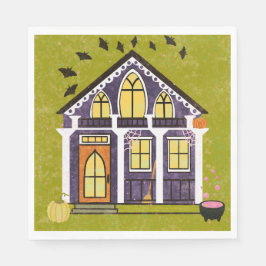 Guardanapo De Papel Casinha Assombrada de Bruxa Fofa de Halloween