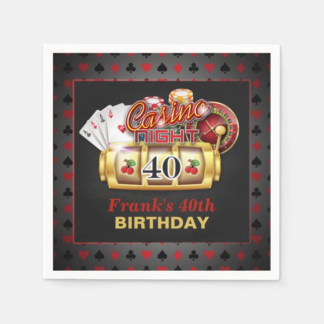 Guardanapo De Papel Casino Birthday Paper Napkins - aniversário de 40  (Frente)