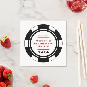 Guardanapo De Papel Casino Black White Poker Chip Retirement Party