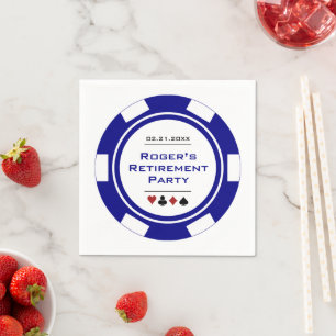 Guardanapo De Papel Casino Blue White Poker Festa de Reforma de Chip