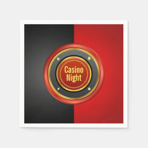 Guardanapo De Papel Casino Night Black and Red Poker Chip