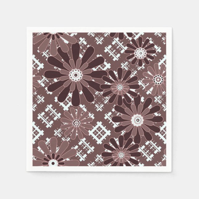 Guardanapo De Papel Castanho, padrão das flores (Frente)