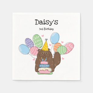 Guardanapo De Papel Castanho Persa Gato Palha Cabelo Aniversário Papag