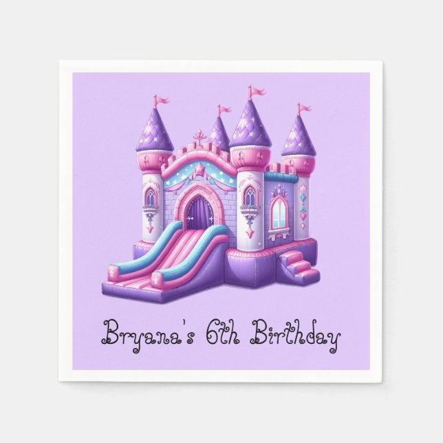 Guardanapo De Papel Castelo de Borracha Princesa Rosa Roxo Festa (Frente)