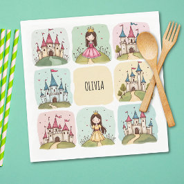Guardanapo De Papel Castelo de Leite Adorável e Doodles Princesas