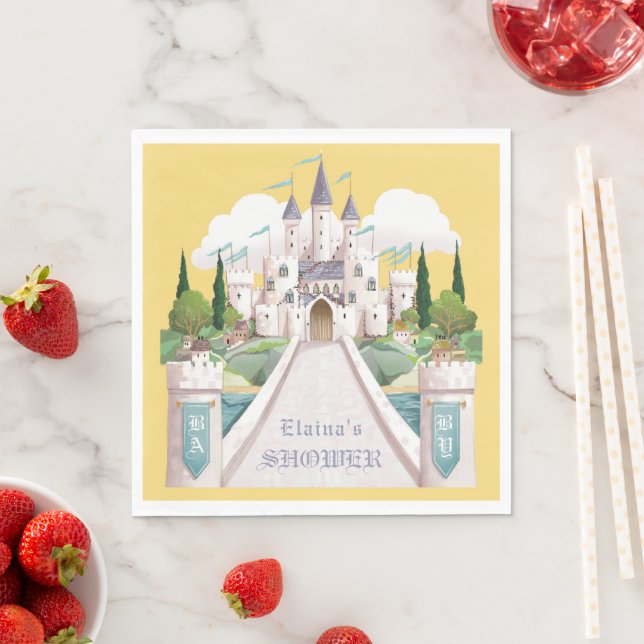 Guardanapo De Papel Castelo de Storybook Illustrado Chá de fraldas Ama (Insitu)