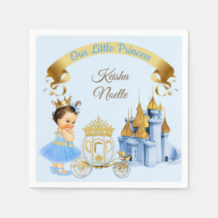 Guardanapo De Papel Castelo Real Princesa Carruagem Azul Dourado Menin