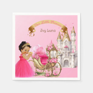 Guardanapo De Papel Castelo Real Princesa Carruagem Rosa Dourado Menin