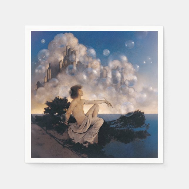 Guardanapo De Papel Castelos no Ar de Maxfield Parrish 1904 Fantasia V (Frente)