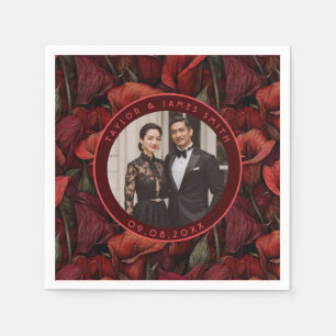 Guardanapo De Papel Casual Vermelhas Calla Lilies Pétala Casamento Vin