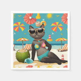 Guardanapo De Papel Cat Beach themed for Siamese Cat lovers