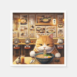 Guardanapo De Papel Cat Eating Ramen v1
