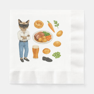 Guardanapo De Papel Cat está comendo o Sunday Roast para amantes de Co