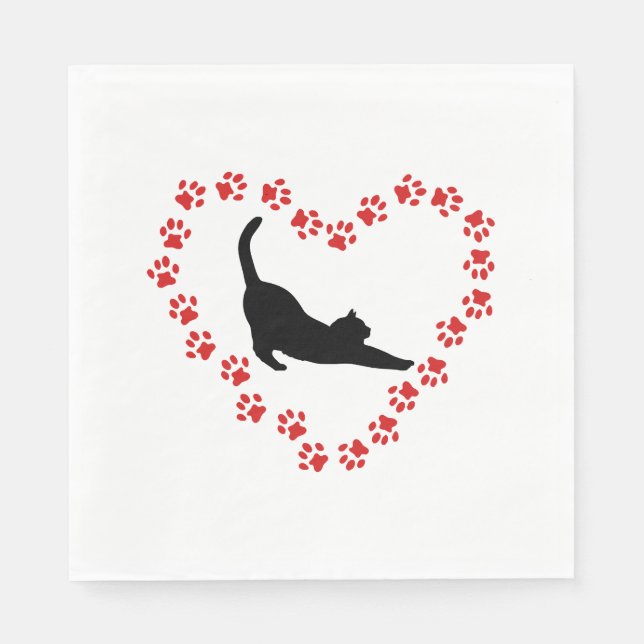Guardanapo De Papel Cat & Heart made of cat paws (Frente)