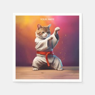 Guardanapo De Papel Cat Karateka Em Kimono Taekwondo Kung Fu