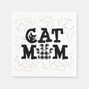 Guardanapo De Papel Cat Mãe Pawprint com Cabelos de Gato
