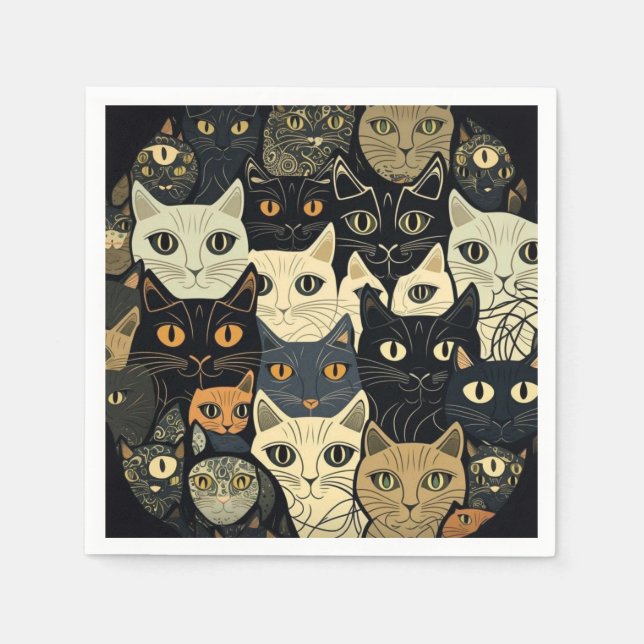 Guardanapo De Papel Cat Pattern Artsy (Frente)