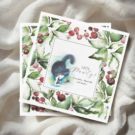 Guardanapo De Papel Cat Pet Portrait Christmas Cocktail Napkins