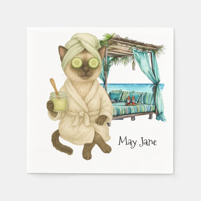 Guardanapo De Papel Cat Spa themed for Siamese Cat Lovers (Frente)