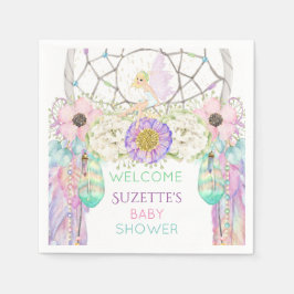Guardanapo De Papel Catcher de Sonho Fada Pena Lavanda Rosa Hortelã