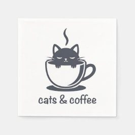 Guardanapo De Papel Cats and Coffee Funny Noir Feline Morning Mood