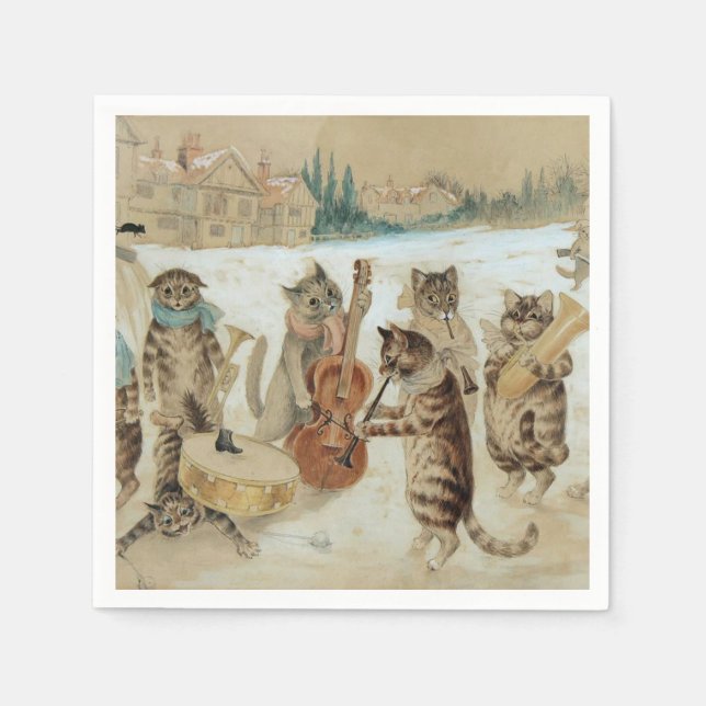 Guardanapo De Papel Cats Carol Singing por Louis Wain (Frente)