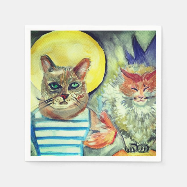 Guardanapo De Papel Cats Watercolor Art (Frente)