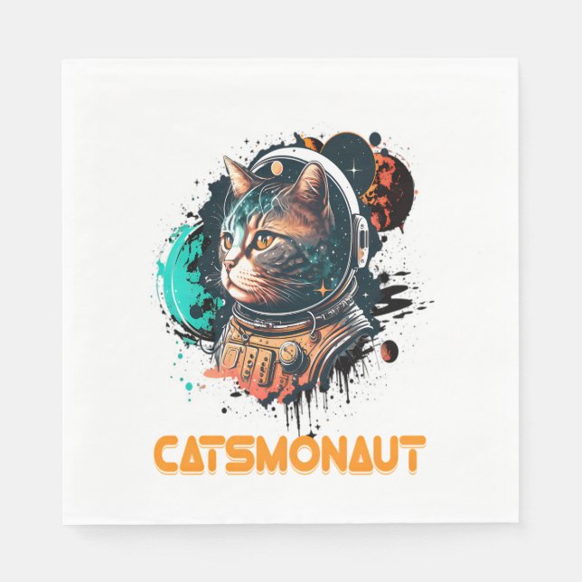 Guardanapo De Papel Catsmonaut Astronauta Cat Ou Gato Espacial (Frente)