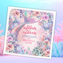 Guardanapo De Papel Cauda de sereia brilho de flor 8º aniversário