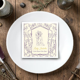 Guardanapo De Papel Cavaleiro e Dama Medievais Arte Floral Vintage em 