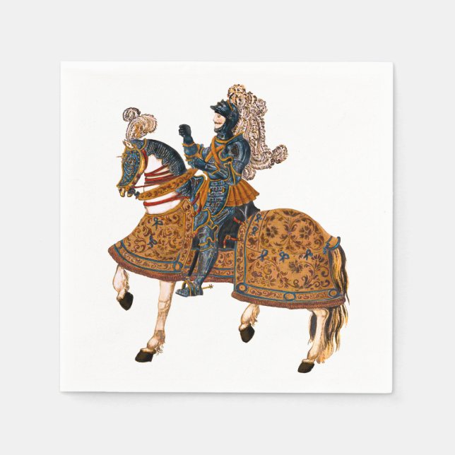 Guardanapo De Papel Cavaleiro Medieval em Armor a cavalo (Frente)