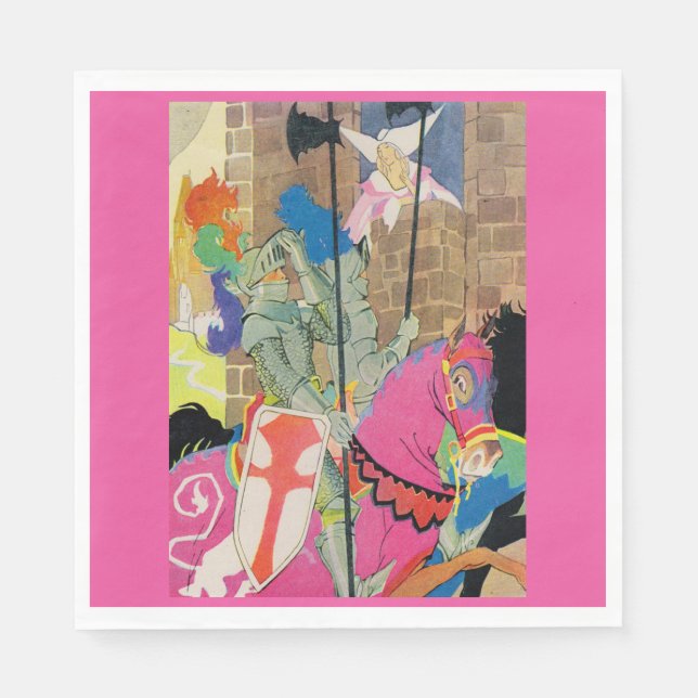 Guardanapo De Papel cavaleiro medieval em cavalo (Frente)