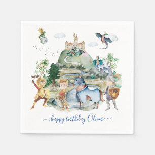 Guardanapo De Papel Cavaleiros e Dragões Real aniversário medieval