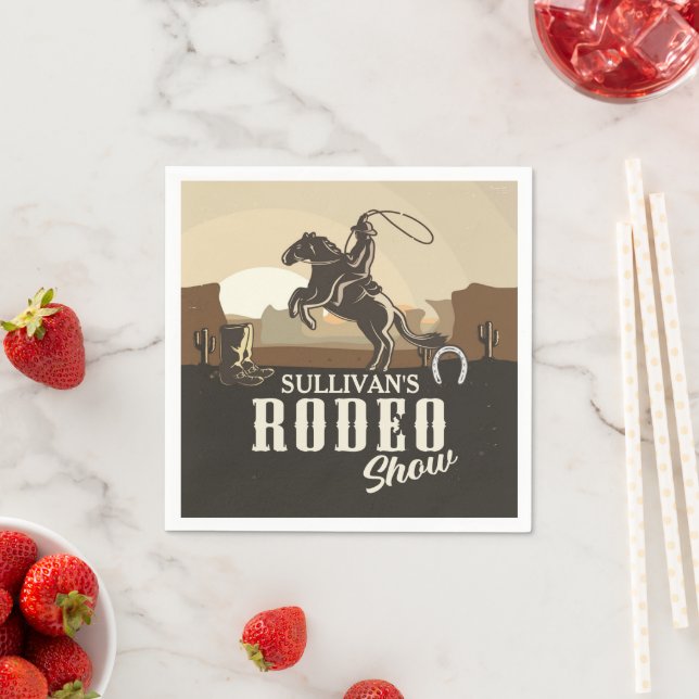 Guardanapo De Papel Cavalgada de Rodeio de Cowboy Personalizada Roping (Insitu)