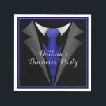 Guardanapo De Papel Cavalheiro Elegante Gravata Azul<br><div class="desc">*Personalize adicionando seu texto.</div>