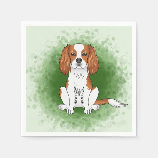 Guardanapo De Papel Cavalier King Charles Spaniel Blenheim em Verde (Frente)