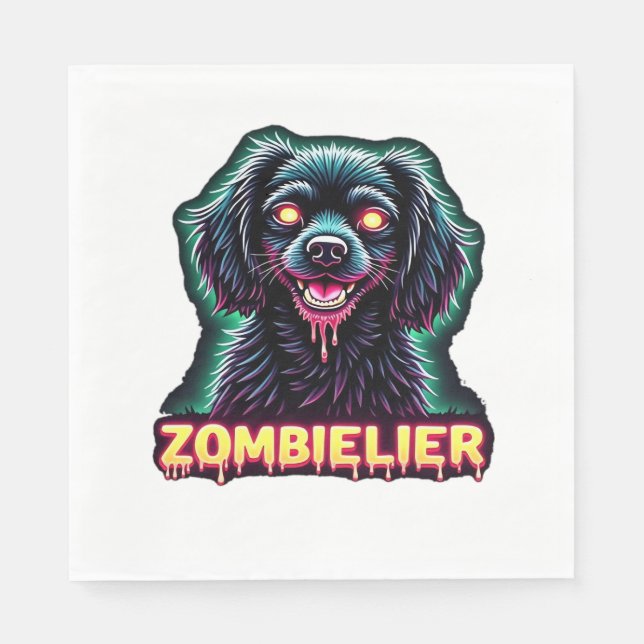 Guardanapo De Papel Cavalier King Charles Spaniel CKCS Zombie Hall (Frente)