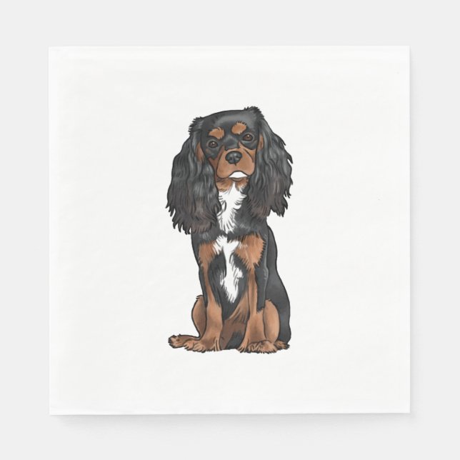 Guardanapo De Papel Cavalier King Charles Spaniel - Negro e Tan (Frente)